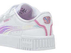 Tenis PUMA Carina 2.0 Deep Dive Blanco, Azul y Rosa para Niña