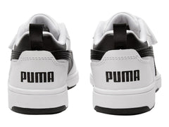 Tenis PUMA Rebound V6 Lo Blanco y Negro para Niño