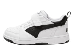 Tenis PUMA Rebound V6 Lo Blanco y Negro para Niño