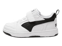 Tenis PUMA Rebound V6 Lo Blanco y Negro para Niño