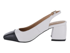 Zapatos Tacón Cuadrado Clinton Blanco y Negro para Mujer
