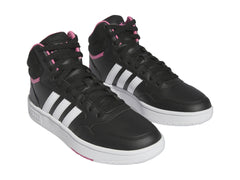Tenis Adidas Hoops 3.0 Mid Negro Blanco y Rosa para Mujer