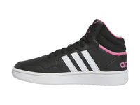 Tenis Adidas Hoops 3.0 Mid Negro Blanco y Rosa para Mujer