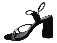 Sandalias Clasben Negro con Pedrería para Mujer