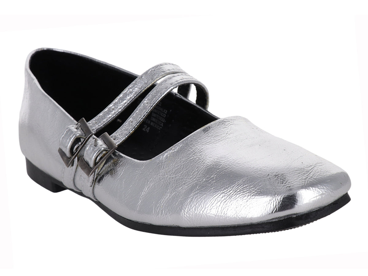 Zapatos Planos Luna Rosa Plata para Mujer