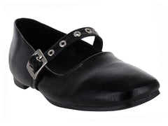 Zapatos Planos Luna Rosa Negro para Mujer