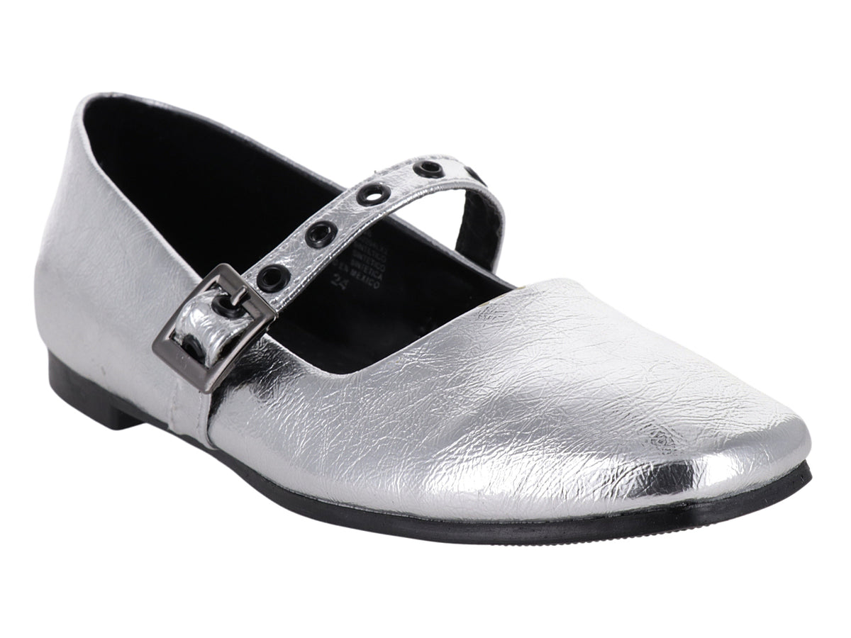 Zapatos Planos Luna Rosa Plata para Mujer