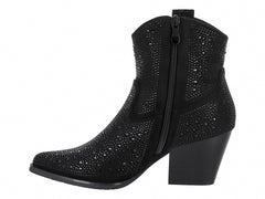 Botines Roze Negros con Pedrería para Mujer