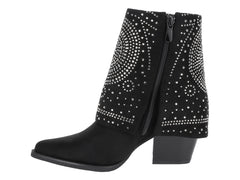 Botines Roze Negros con Pedrería para Mujer