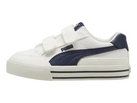 Tenis PUMA Court Classic Blanco y Azul Marino para Niño