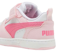 Tenis PUMA Rebound V6 Lo AC+PS Blanco y Rosa para Niña