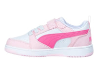 Tenis PUMA Rebound V6 Lo AC+PS Blanco y Rosa para Niña