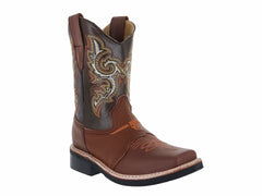 Botas Vaqueras Jinetitos Color Marrón y Naranja para Niño
