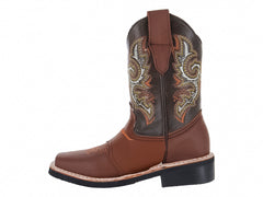 Botas Vaqueras Jinetitos Color Marrón y Naranja para Niño