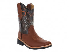 Botas Vaqueras Jinetitos Piel Shedron/Naranja para Niño