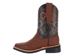 Botas Vaqueras Jinetitos Piel Shedron/Naranja para Niño