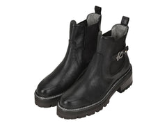Botas Cuadra de Piel de Venado Negro para Mujer