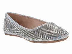 Zapatos Ballerinas Plata con Brillos Roze para Mujer