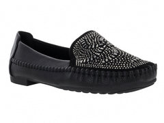 Zapato Mocasín ROZE Negro con Pedrería para Mujer