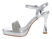 Zapatillas Plata con Piedras Roze para Mujer