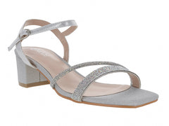 Sandalias Roze Plateadas de Tacón Cuadrado para Mujer