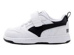 Tenis PUMA Rebound V6 Lo AC+ Blanco y Negro para Niño