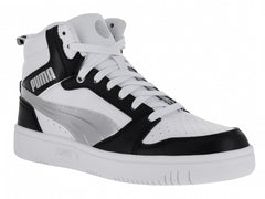 Tenis PUMA Rebound V6 Blanco Negro Plata para Mujer