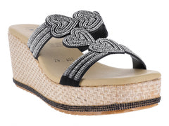 Sandalias de Plataforma Luna Rosa Negro y Plata para Mujer
