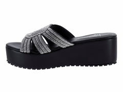 Sandalias Luna Rosa Negro con Plataforma para Mujer