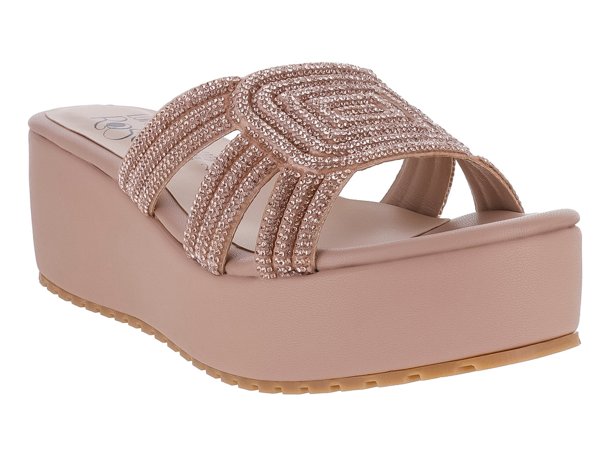 Sandalias de Plataforma Luna Rosa Oro Rosado para Mujer