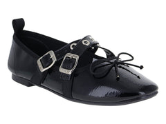 Zapatos Flats Ballerina Luna Rosa Negro para Mujer