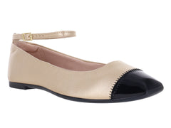 Zapatos Ballerinas Moleca Dorado con Negro para Mujer