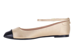 Zapatos Ballerinas Moleca Dorado con Negro para Mujer
