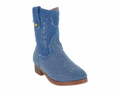 Botas Vaqueras Miroslava Mezclilla Azul para Niña