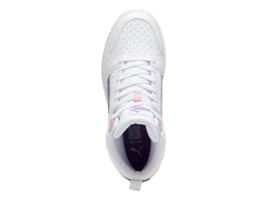 Tenis PUMA Rebound V6 Mid Blanco y Lavanda para Niña