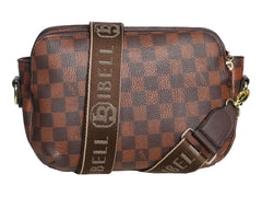 Bolso de Hombro IBELL Cuadros Color Chocolate para Mujer
