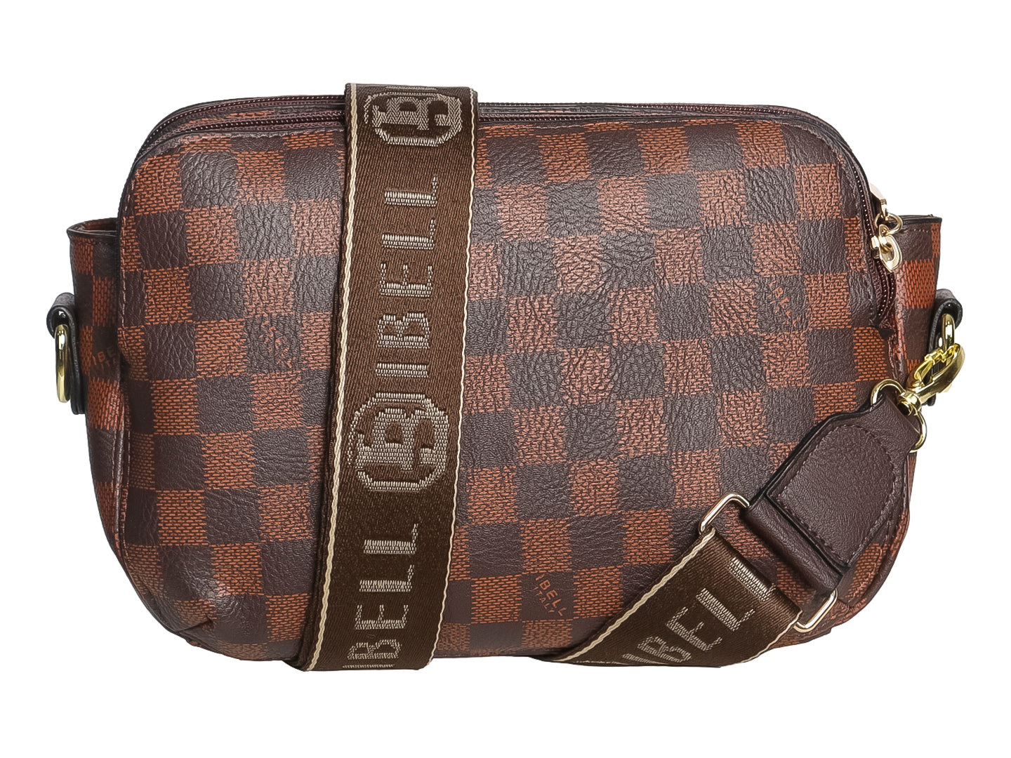 Bolso de Hombro IBELL Cuadros Color Chocolate para Mujer
