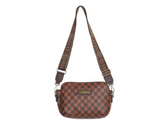 Bolso de Hombro IBELL Cuadros Color Chocolate para Mujer