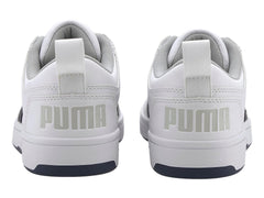 Tenis PUMA Rebound Layup Lo SL Blanco y Azul Marino para Niño