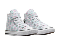 Tenis Converse CTAS HI Blanco y Rosa para Niña