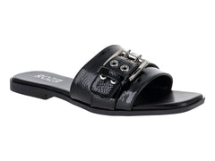 Sandalias ROZE Negro Charol Corrugado para Mujer