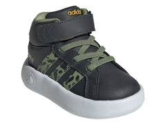 Tenis Adidas Grand Court Mid Verde y Carbon para Niño