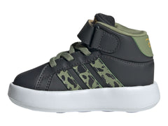 Tenis Adidas Grand Court Mid Verde y Carbon para Niño