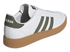 Tenis Adidas Grand Court Base 2.0 Blanco y Verde Oliva para Hombre