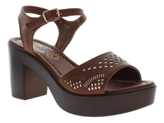 Sandalias de Tacón Luna Rosa Color Tan para Mujer