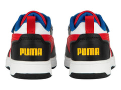 Tenis PUMA Rebound V6 Lo AC+PS Blanco y Rojo para Niño