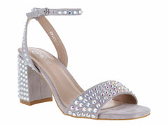 Sandalias Roze Gris con Tacón Cuadrado para Mujer
