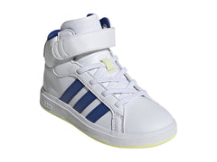 Tenis Adidas Grand Court Mid Blanco y Azul para Niño