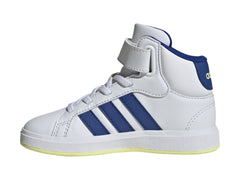 Tenis Adidas Grand Court Mid Blanco y Azul para Niño