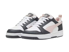 Tenis PUMA Rebound V6 Low Gris y Rosa para Mujer